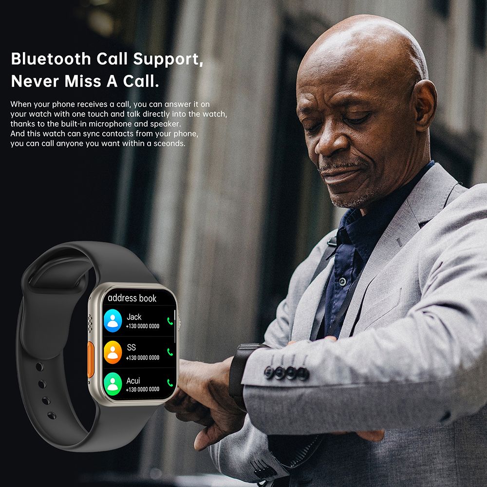 New Ultra8  Smart Watches 2.02'' inch HD Screen NFC Smartwatches Men Women Bluetooth Calls Wireless Charging Fitness Bracelet  HD Screen