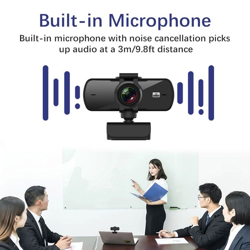 New Arrival Webcams 2K Full HD 1080P Mini Usb Web Camera Noise Cancelling Stereo Autofocus Computer Microphone USB Microphone  For PC Computer Mac Laptop Desktop YouTube