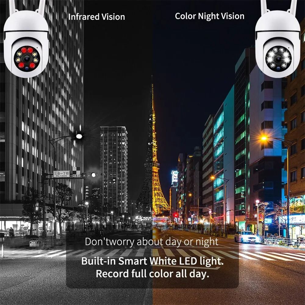 2MP WiFi Home CCTV Outdoor Camera  Surveillance Cameras IP Camera HD 1080P IR Full Color Night Vision Dome Cameras Security Protection Motion