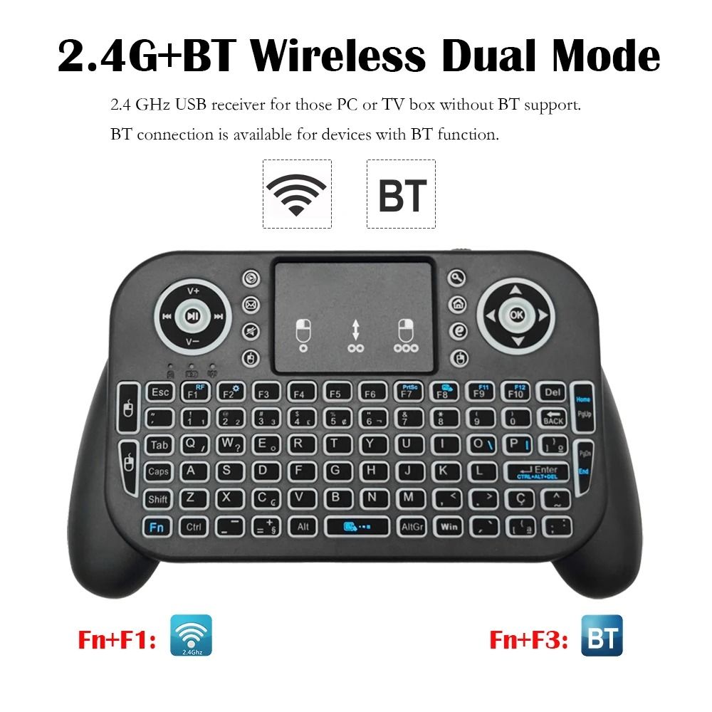 2.4G Mini Wireless Game Play Keyboard 7 Color Backlit  Bluetooth Air Mouse Remote Control Touchpad for Android TV Box Remote Contorl