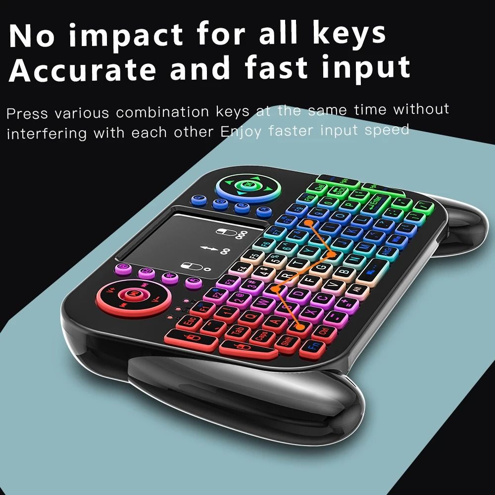 2.4G Mini Wireless Game Play Keyboard 7 Color Backlit  Bluetooth Air Mouse Remote Control Touchpad for Android TV Box Remote Contorl