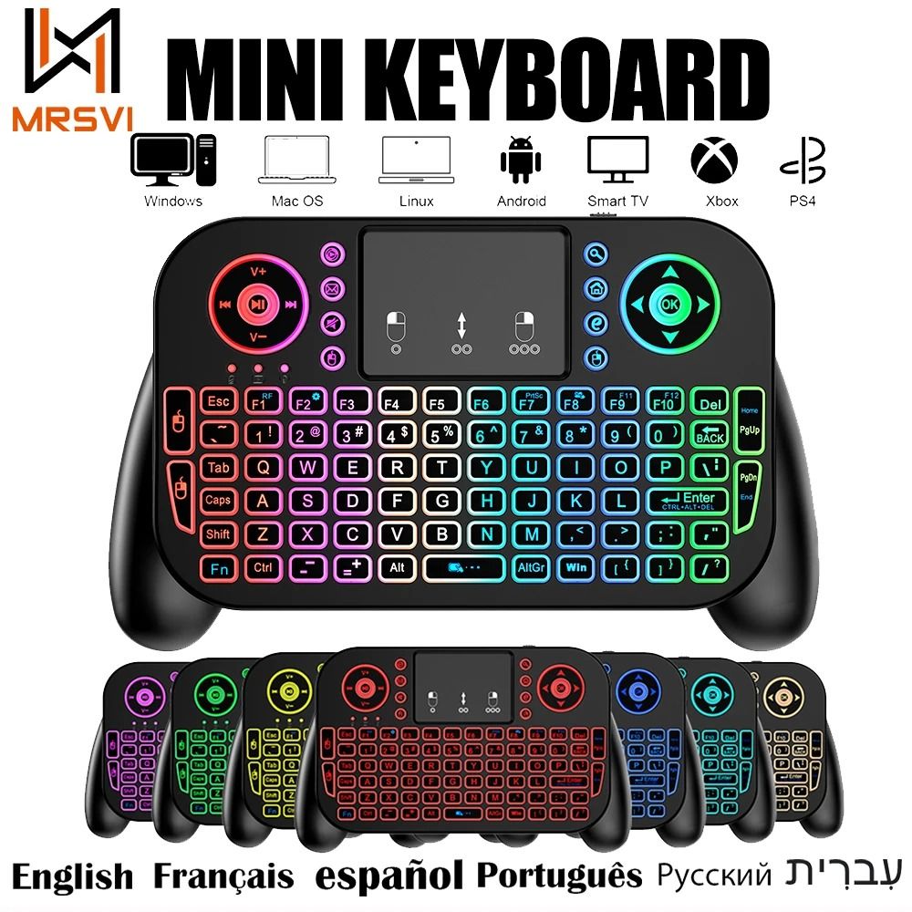 2.4G Mini Wireless Game Play Keyboard 7 Color Backlit  Bluetooth Air Mouse Remote Control Touchpad for Android TV Box Remote Contorl