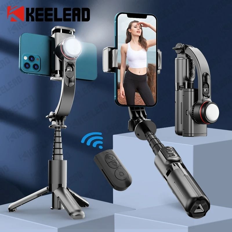 2024 New Phone Gimbal Stabilizer With Fill Light For iPhone Android All Mobile Phone Smartphone Action Camera Handled Grip Selfie Stick Video TOripod