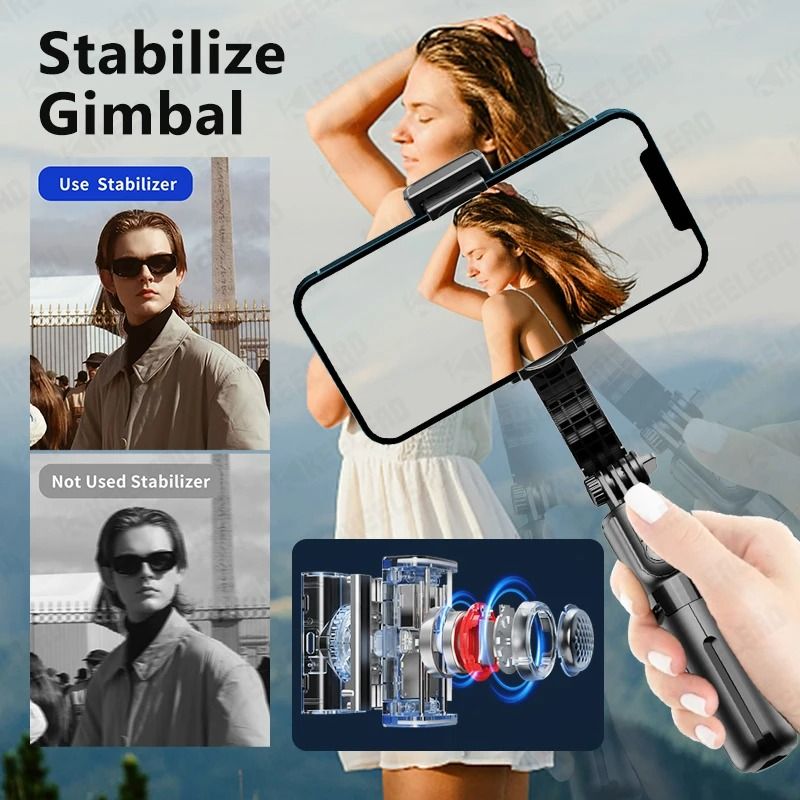 2024 New Phone Gimbal Stabilizer With Fill Light For iPhone Android All Mobile Phone Smartphone Action Camera Handled Grip Selfie Stick Video TOripod