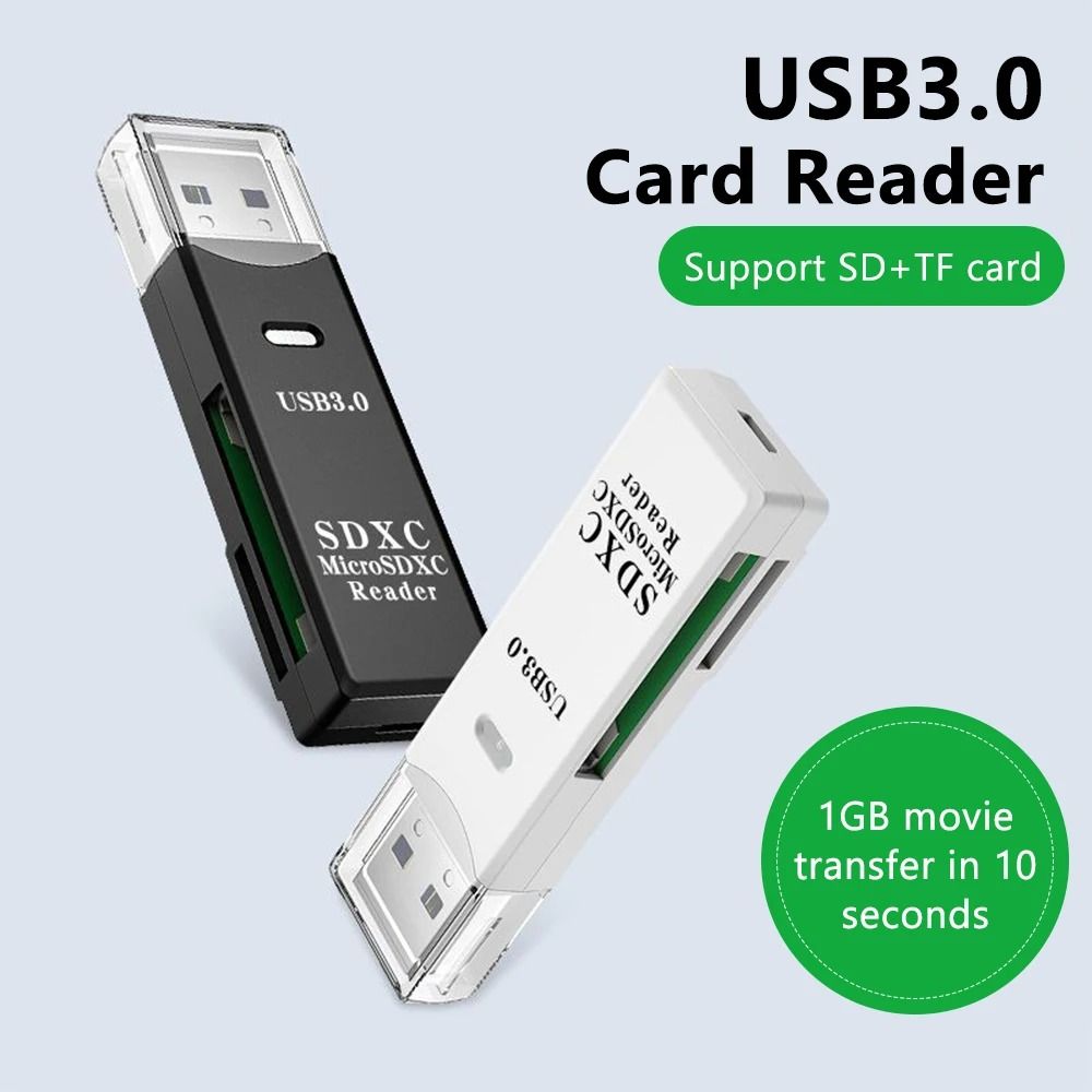 2-in-1 Card Reader USB 3.0 Reader Micro SD TF Memory Card High Speed Multi-card Writer Adapter Flash Drive Laptop Accessories