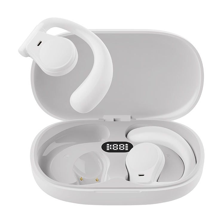 New TWS Wireless Bluetooth 5.3 Bone Conduction Earphones Earclip Ear Earring Design Touch Control LED Earbuds Sports Headsets