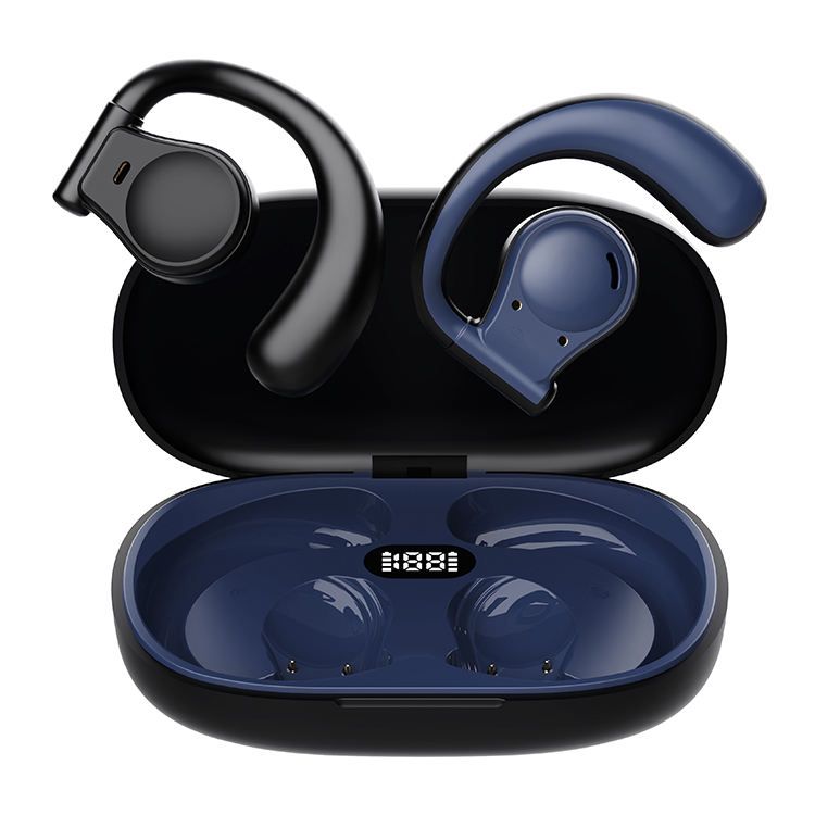 New TWS Wireless Bluetooth 5.3 Bone Conduction Earphones Earclip Ear Earring Design Touch Control LED Earbuds Sports Headsets