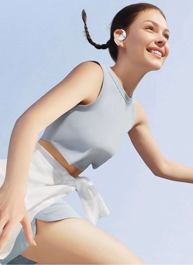 New TWS Wireless Bluetooth 5.3 Bone Conduction Earphones Earclip Ear Earring Design Touch Control LED Earbuds Sports Headsets