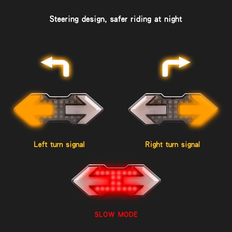 Smart Wireless Bicycle Turn Signal Light 5 Modes Rechargeable Bike Rear Lamps Outdoor Security Cycling Waterproof Warning Tail Lights