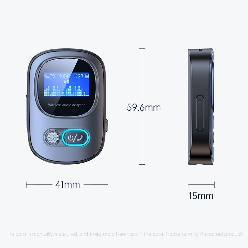 LED Screen Display 2-In-1 Bluetooth 5.3 Receiver and Transmitter Wireless 3.5mm AUX Bluetooth Audio Adapter Support TF Card