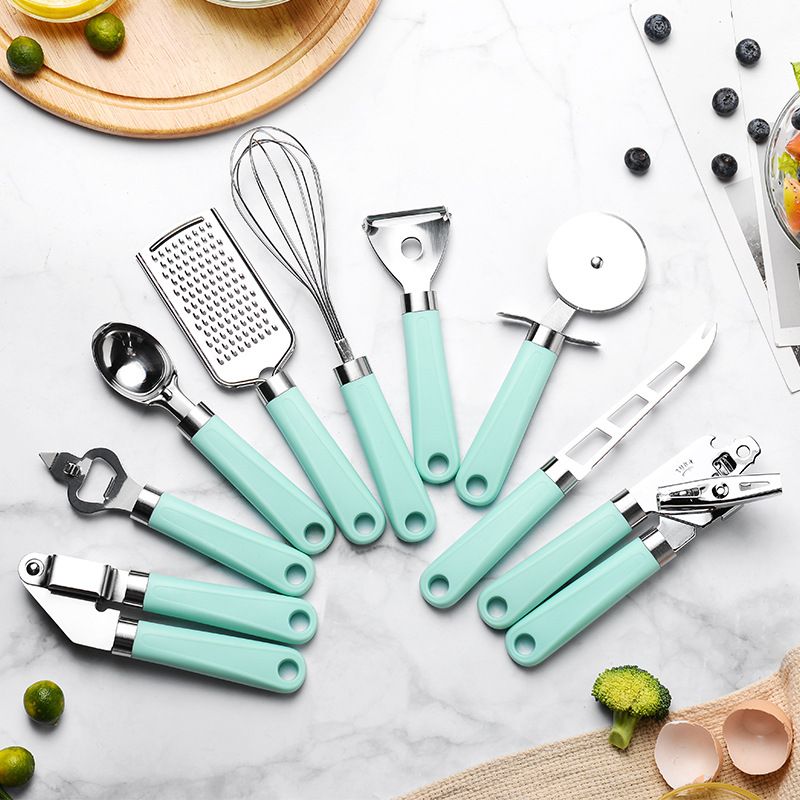 9Pcs Cooking Utensils Set With Wooden Handle Can Opener Baking Set Cooking Tool Kitchenware Pizza Peeler Cheese Knife Kitchen Gadget