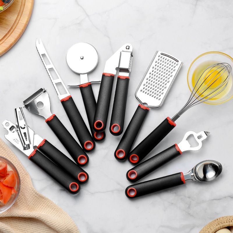 9Pcs Cooking Utensils Set With Wooden Handle Can Opener Baking Set Cooking Tool Kitchenware Pizza Peeler Cheese Knife Kitchen Gadget