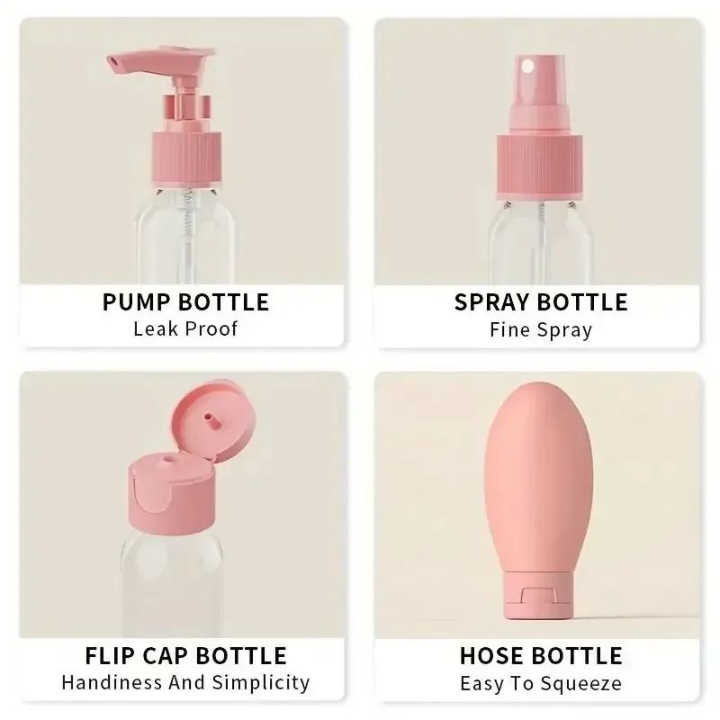 11pcs Travel Bottles Set With Storage Bag Travel Size Empty Liquid Cream Lotion Containers Fine Mist Spray Bottle Squeeze Tubes  Cosmetic Storage Box
