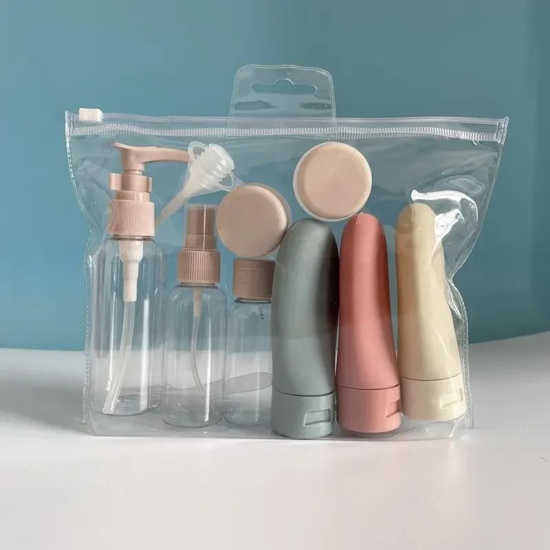 11pcs Travel Bottles Set With Storage Bag Travel Size Empty Liquid Cream Lotion Containers Fine Mist Spray Bottle Squeeze Tubes  Cosmetic Storage Box
