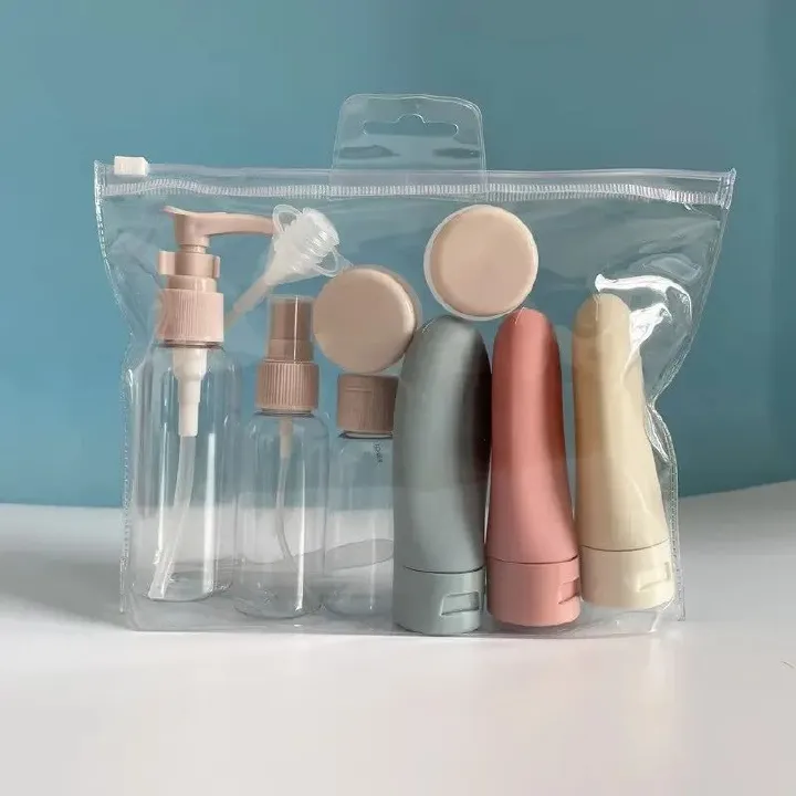11pcs Travel Bottles Set With Storage Bag Travel Size Empty Liquid Cream Lotion Containers Fine Mist Spray Bottle Squeeze Tubes  Cosmetic Storage Box