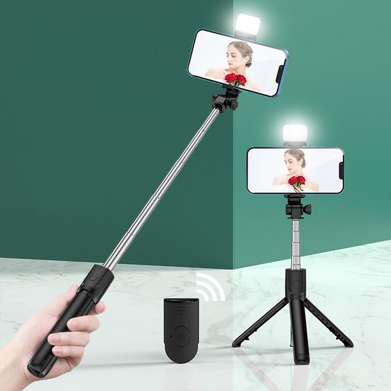 Selfie Stick Wireless Bluetooth Monopod Shutter Tripod with Fill Light Remote Portable Selfie Sticks