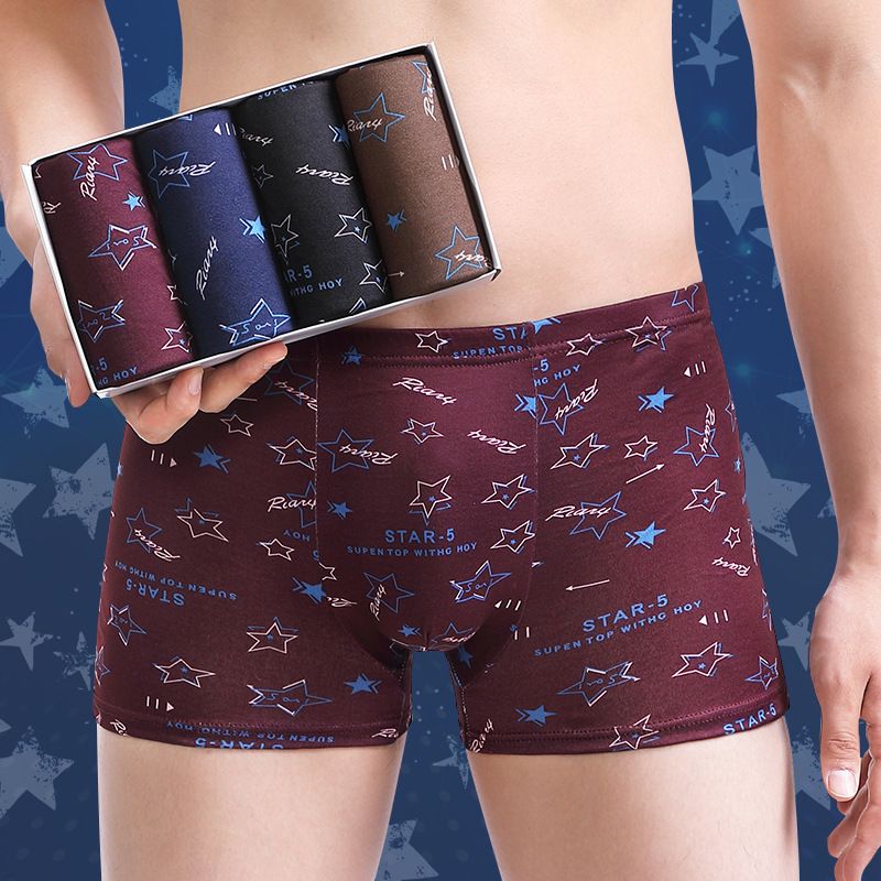 4 Pack Men’s Breathable Underwear Fashion Underwear Boxer Briefs Soft stretch comfortable Polyester fabric China size Buy a larger size than usual