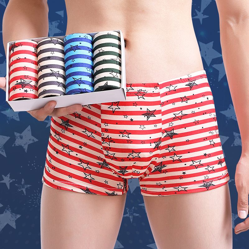 4 Pack Men’s Breathable Underwear Fashion Underwear Boxer Briefs Soft stretch comfortable Polyester fabric China size Buy a larger size than usual