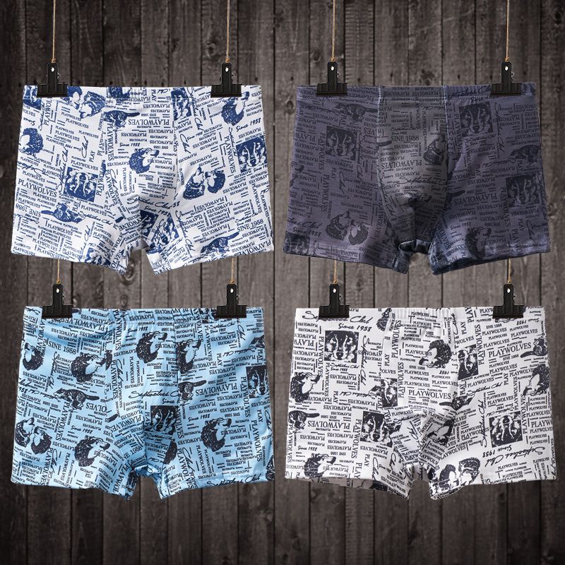 4 Pack Men’s Breathable Underwear Fashion Underwear Boxer Briefs Soft stretch comfortable Polyester fabric China size Buy a larger size than usual