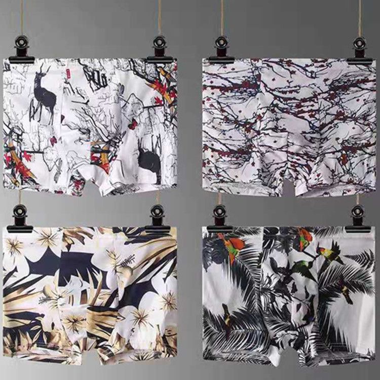 4 Pack Men’s Breathable Underwear Fashion Underwear Boxer Briefs Soft stretch comfortable Polyester fabric China size Buy a larger size than usual