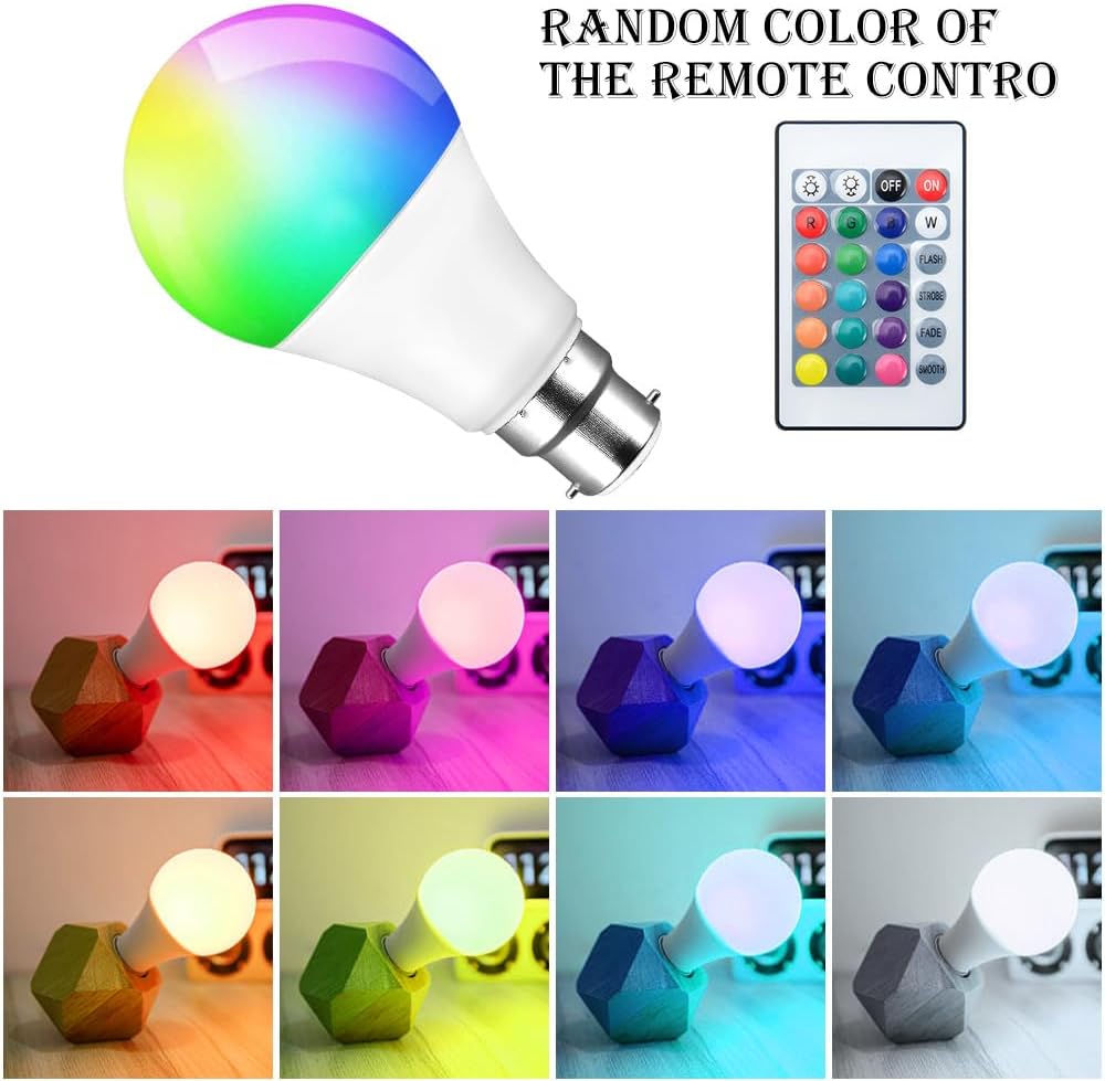 10W  B22 RGB LED Light Bulb Color Changing and White Dimmable with Remote Control Lighting