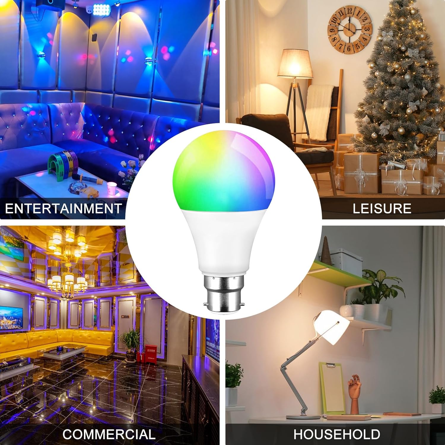 10W  B22 RGB LED Light Bulb Color Changing and White Dimmable with Remote Control Lighting