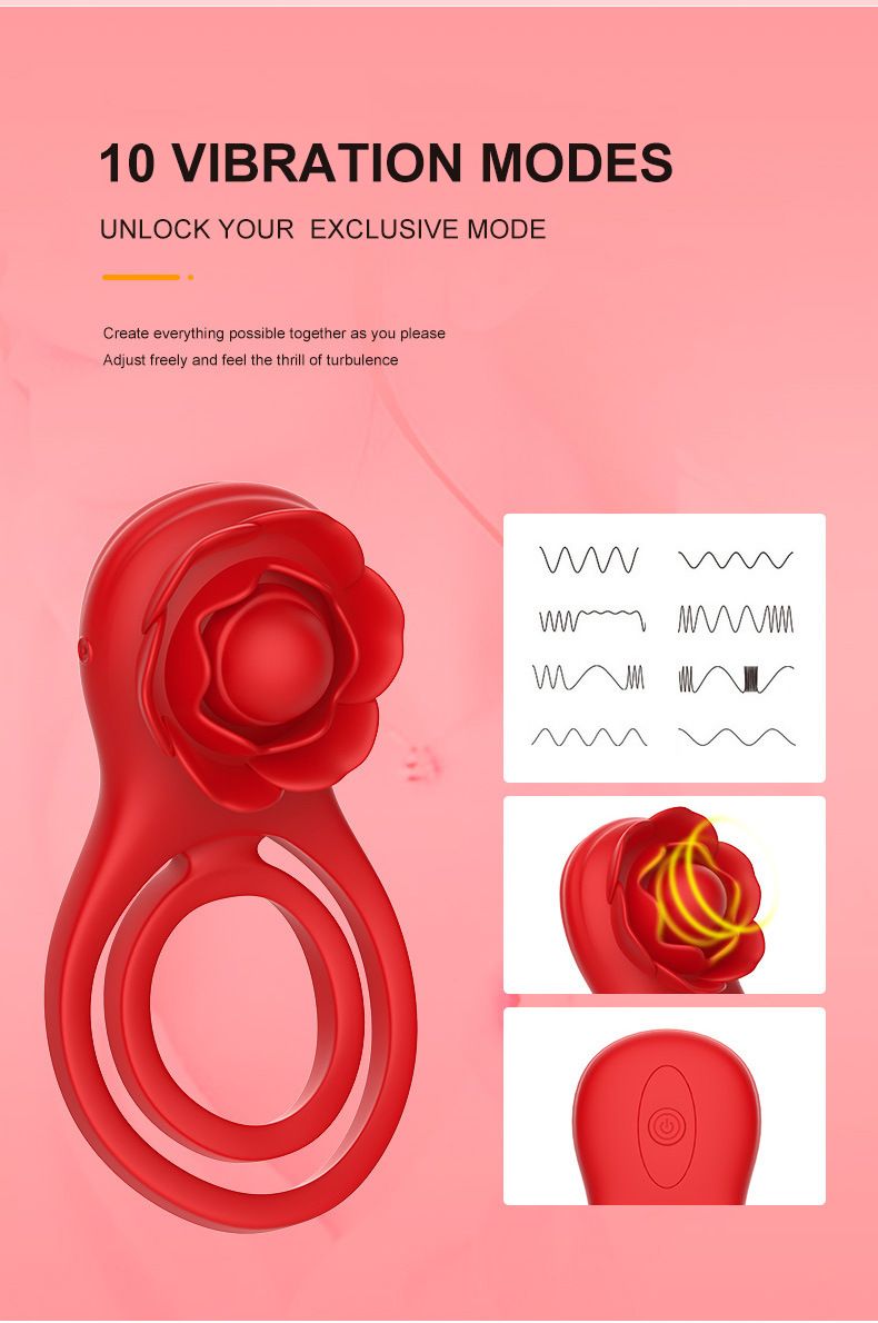 Vibrating Cock Ring Adult Sex Toys,Penis Ring Couples Sex Toys,Rose Adult Sex Toys for Men 10 Vibration Modes with App Remote Control Vibrator,Male Sex Toy with Rose Clitoral Stimulator