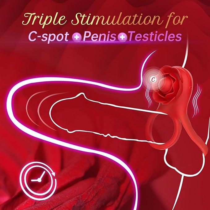 Vibrating Cock Ring Adult Sex Toys,Penis Ring Couples Sex Toys,Rose Adult Sex Toys for Men 10 Vibration Modes with App Remote Control Vibrator,Male Sex Toy with Rose Clitoral Stimulator