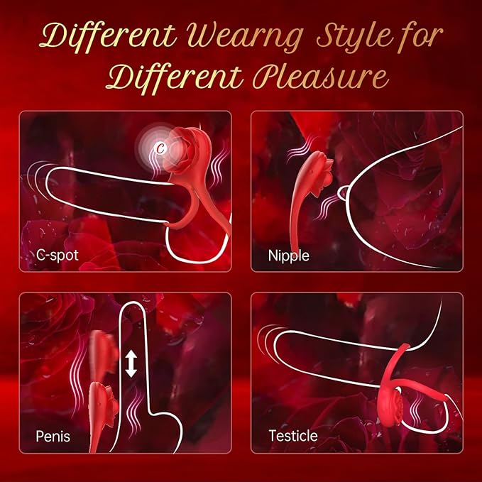 Vibrating Cock Ring Adult Sex Toys,Penis Ring Couples Sex Toys,Rose Adult Sex Toys for Men 10 Vibration Modes with App Remote Control Vibrator,Male Sex Toy with Rose Clitoral Stimulator