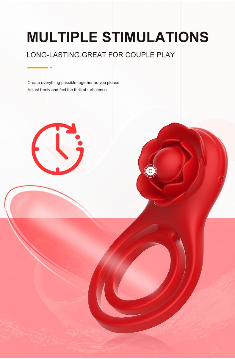 Vibrating Cock Ring Adult Sex Toys,Penis Ring Couples Sex Toys,Rose Adult Sex Toys for Men 10 Vibration Modes with App Remote Control Vibrator,Male Sex Toy with Rose Clitoral Stimulator