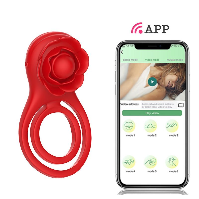 Vibrating Cock Ring Adult Sex Toys,Penis Ring Couples Sex Toys,Rose Adult Sex Toys for Men 10 Vibration Modes with App Remote Control Vibrator,Male Sex Toy with Rose Clitoral Stimulator