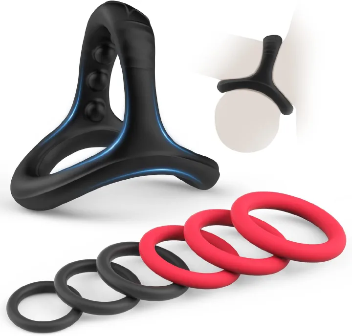 Silicone Cock/Penis Rings Set with 7 Different Sizes for Erection Enhancing, Long Lasting Stronger Strechy Adult Sex Toys for Men or Couple