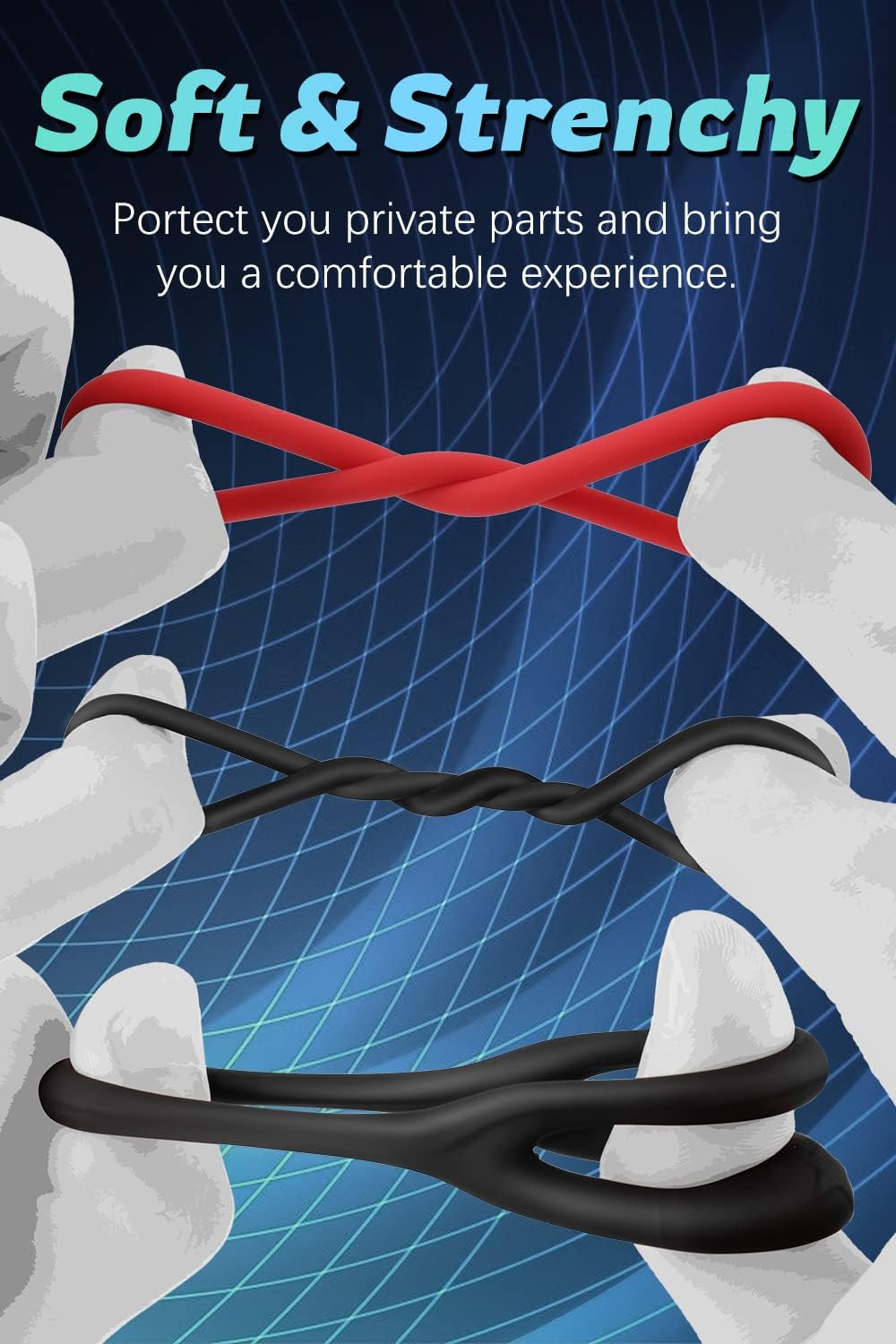 Silicone Cock/Penis Rings Set with 7 Different Sizes for Erection Enhancing, Long Lasting Stronger Strechy Adult Sex Toys for Men or Couple