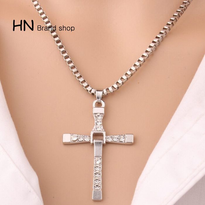 Euro-american Necklace Alloy Fast & Furious 8 Cross Necklace Cross Pendant set with diamond