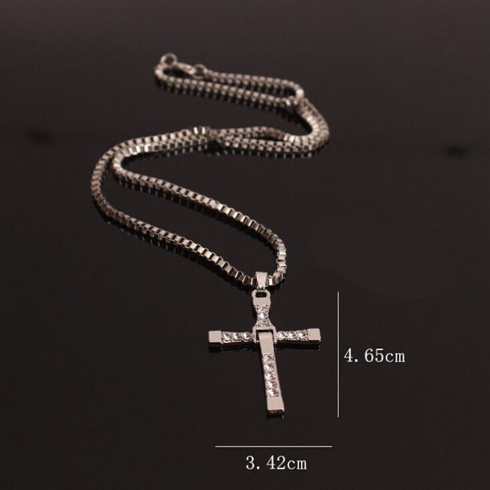 Euro-american Necklace Alloy Fast & Furious 8 Cross Necklace Cross Pendant set with diamond