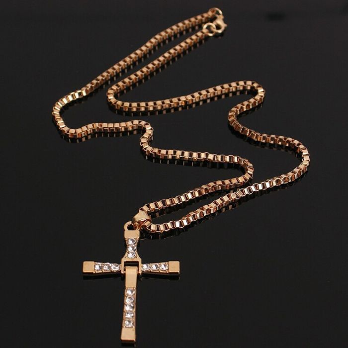 Euro-american Necklace Alloy Fast & Furious 8 Cross Necklace Cross Pendant set with diamond