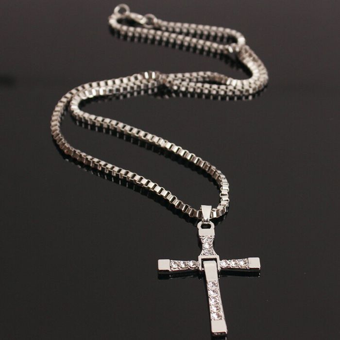 Euro-american Necklace Alloy Fast & Furious 8 Cross Necklace Cross Pendant set with diamond