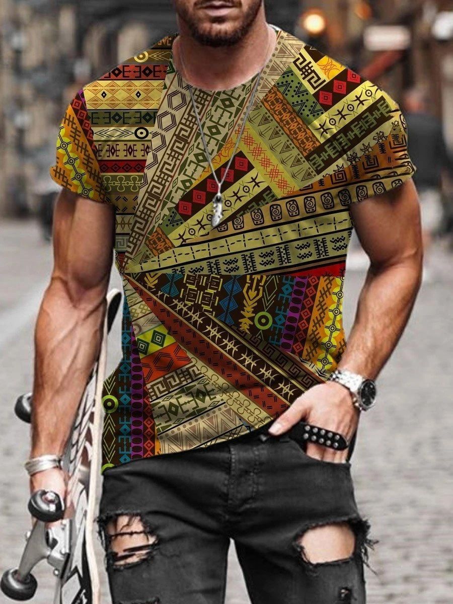 Men's 100% Polyester 3D Print Crew Neck T-shirt - Perfect for Active Lifestyle, Casual Wear - Easy to Care men tshirts
