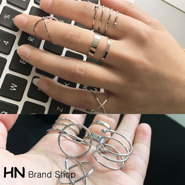 HN Brand European and American cross personality ring Metal combination 6 six-piece ring set