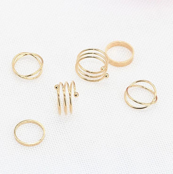 HN Brand European and American cross personality ring Metal combination 6 six-piece ring set
