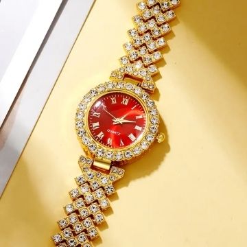 5pcs/set Women's Watch Vintage Rhinestone Quartz Watch Rome Fashion Analog Wrist Watch & Jewelry Set, Gift For Mom Her