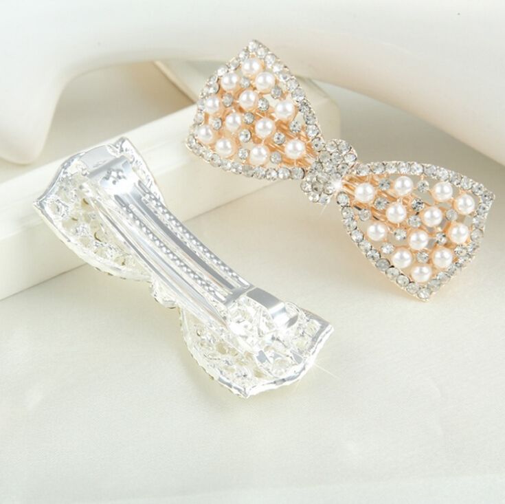 HN-1 piece/Set New Pearl diamond butterfly knot jewelry ornaments hairpin Women Hair Jewellery