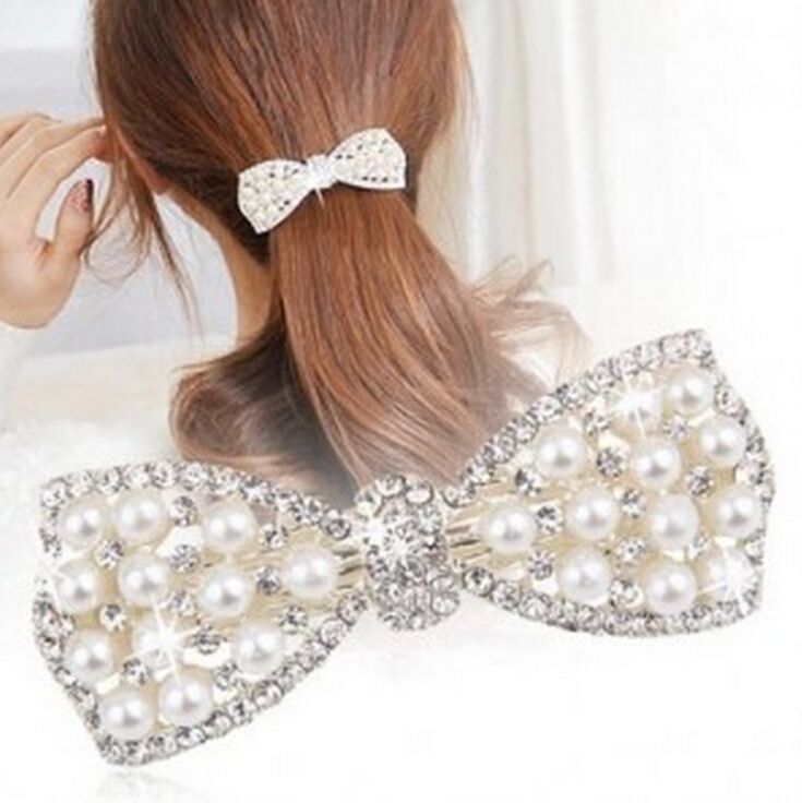 HN-1 piece/Set New Pearl diamond butterfly knot jewelry ornaments hairpin Women Hair Jewellery