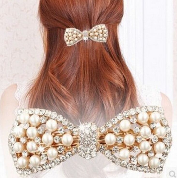 HN-1 piece/Set New Pearl diamond butterfly knot jewelry ornaments hairpin Women Hair Jewellery
