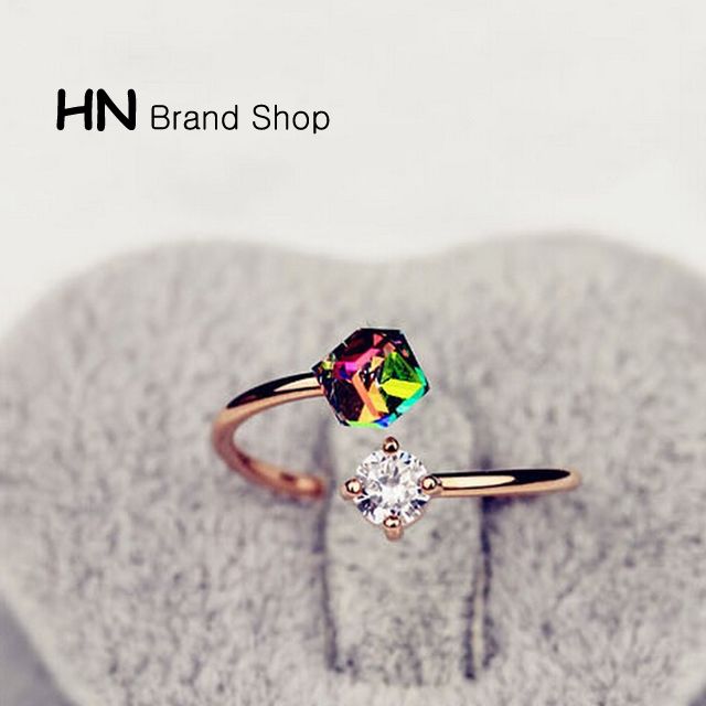 Color diamond jewelry rose gold fashion creative retro zircon ring Korean version hipster ladies ring