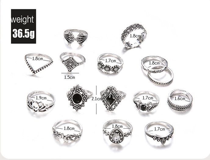 Bohemian vintage ancient Anemone women's new personalized rings
15 sets