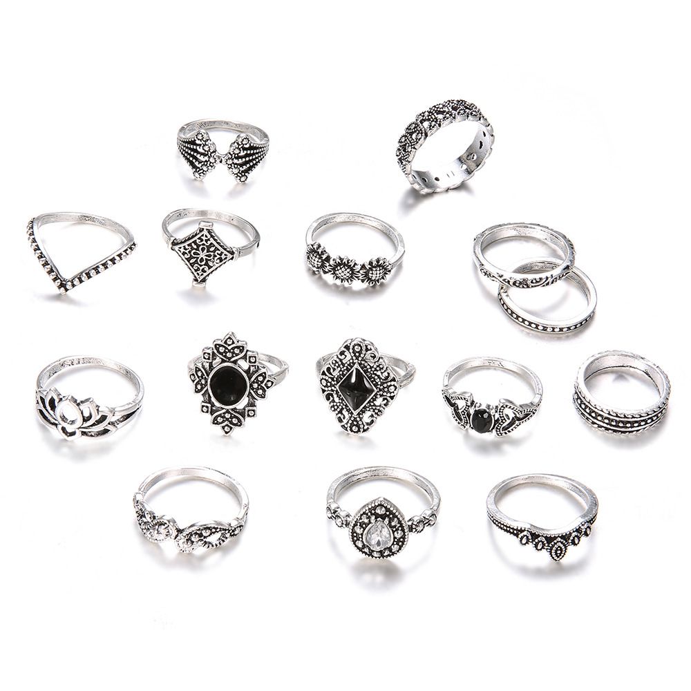 Bohemian vintage ancient Anemone women's new personalized rings
15 sets