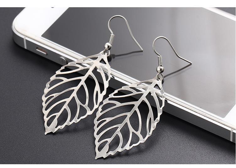 HN Brand-1 pair New Beautiful  Women Jewellery Gift Popular new leaf pendant earrings long female fashion temperament retro simple earrings