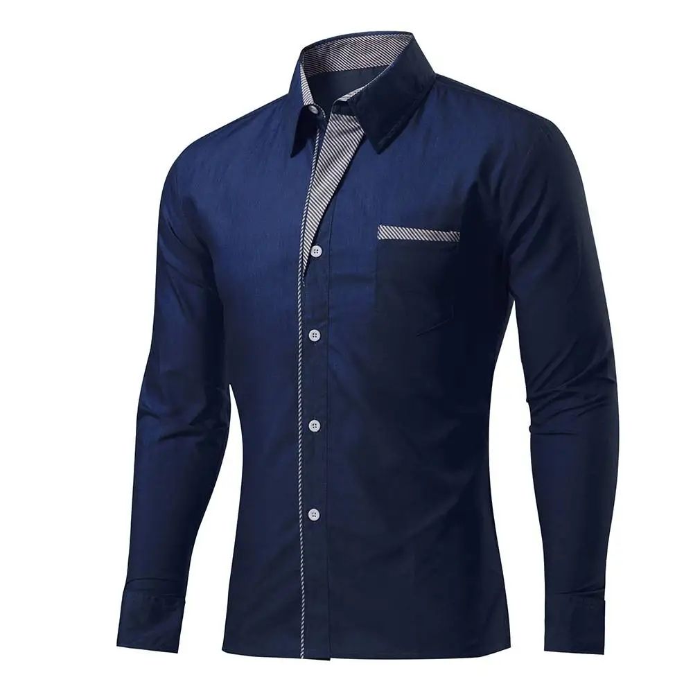 Cotton Spring Autumn Men Shirt Casual Solid Long Sleeve Slim Fit Male Formal Business Dress Shirts