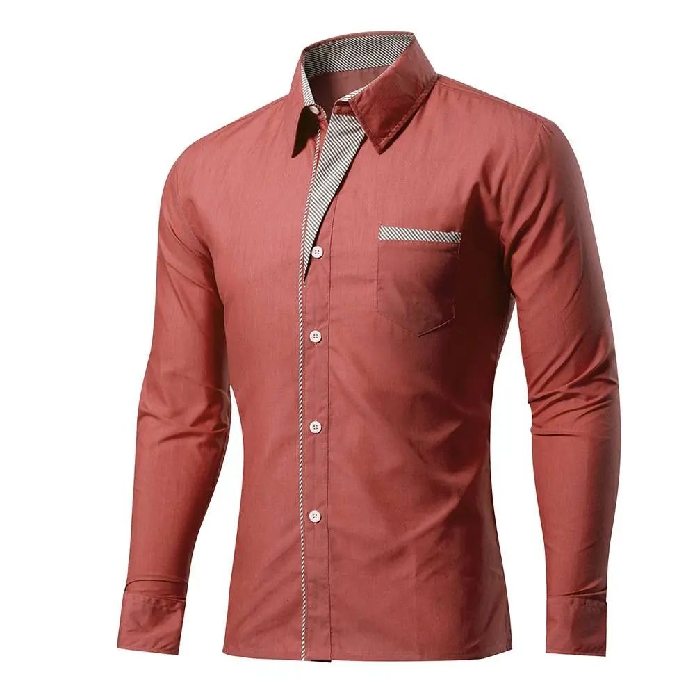 Cotton Spring Autumn Men Shirt Casual Solid Long Sleeve Slim Fit Male Formal Business Dress Shirts